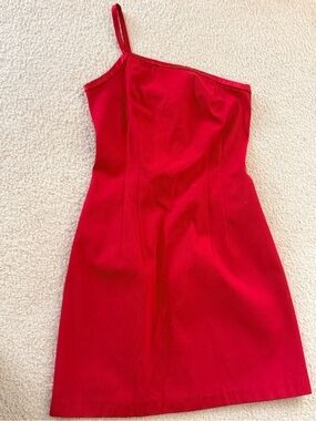 Cache One-Shoulder Red Mini Dress